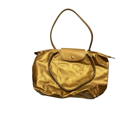 Longchamp Le Pliage Gold Small Tote Bag Purse - Picture 1 of 8